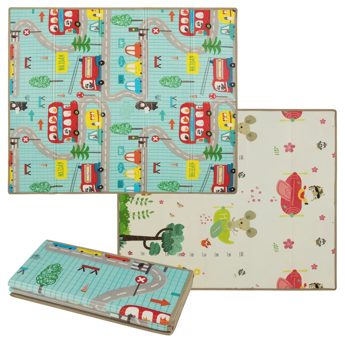 CostwayTapis de Jeu Pliable pour Bébé 178 x 148 cm Tapis d'Activité Double Face Imperméable en Mousse XPE Tapis de Sol Portable Multicolore