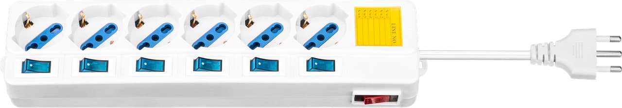 Multiprise italienne Goobay 6 voies avec ses propres interrupteurs lumineux pour chaque prise