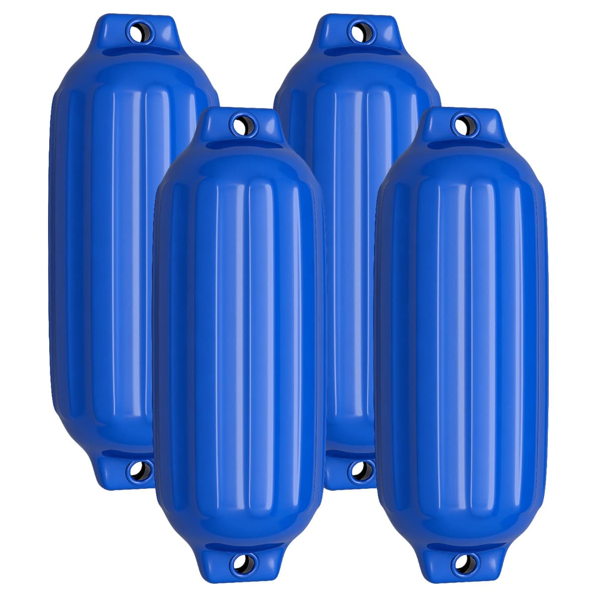 CostwayPack de 4 Pare-Battage Gonflables 50 x 14cm Noir en PVC à Deux Œillets Nervurés pour Ponton Voilier Hors-bord